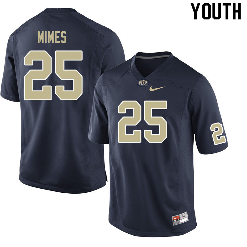 Youth #25 Kaymar Mimes Pitt Panthers College Football Jerseys Sale-Navy